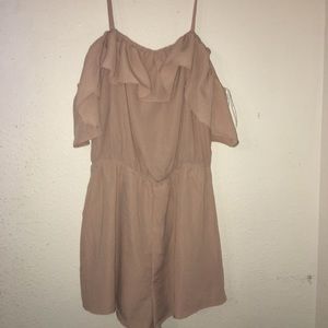Off the shoulder beige shirt romper